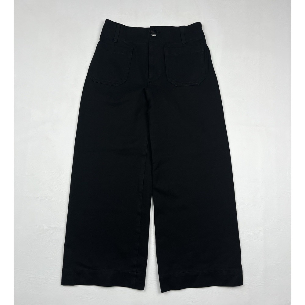 Anthropologie Maeve Colette Crop Wide Leg Pants Womens 26 Petite Black
